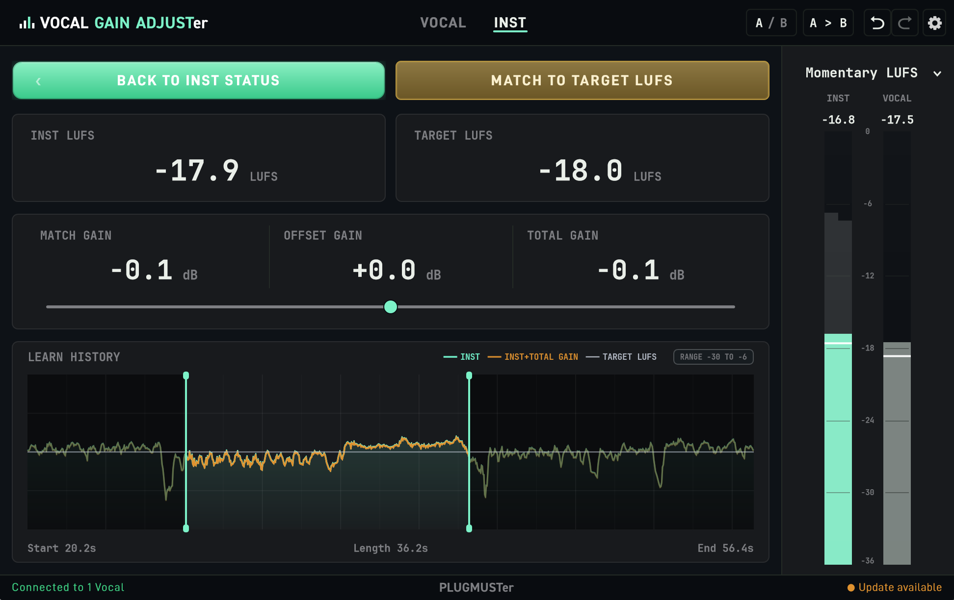 SET INST TARGET LUFS